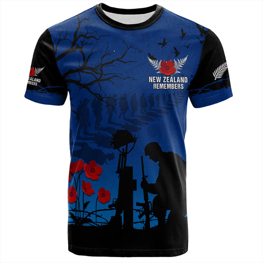 New Zealand T-Shirt Silver Fern Lest We Forget Remember