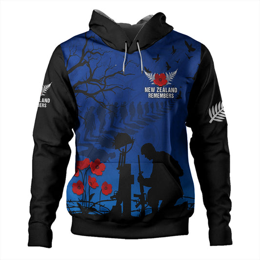 New Zealand Hoodie Silver Fern Lest We Forget Remember