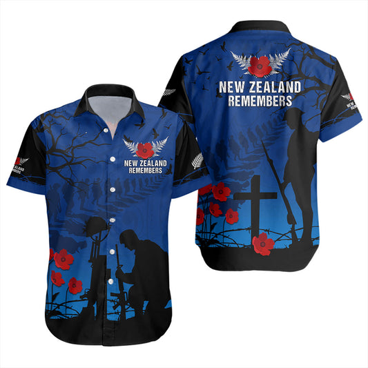New Zealand Short Sleeve Shirt Silver Fern Lest We Forget Remember