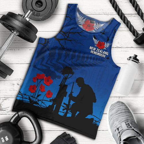 New Zealand Tank Top Silver Fern Lest We Forget Remember