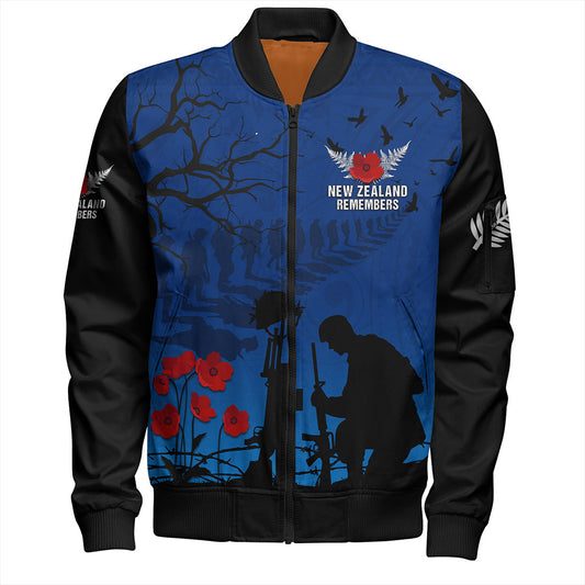 New Zealand Bomber Jacket Silver Fern Lest We Forget Remember