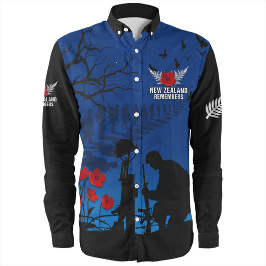 New Zealand Long Sleeve Shirt Silver Fern Lest We Forget Remember