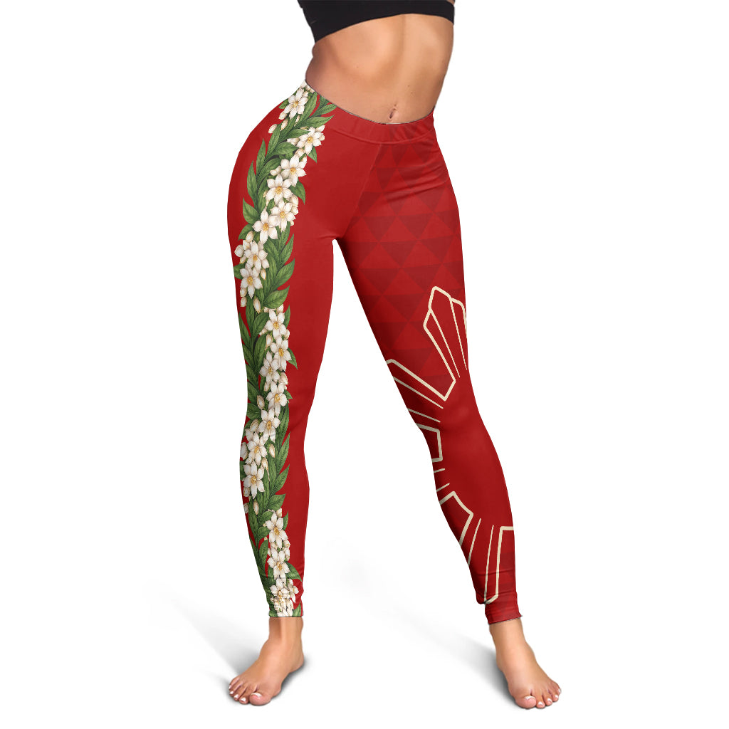 Philippines Filipinos Legging Sampaguita Flower Sun Pattern Island Style
