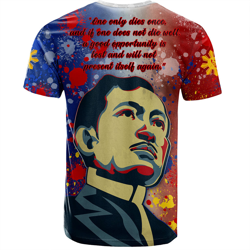 Philippines Filipinos T-Shirt Rizal Monument On Rizal Day Background Texture Brush Style