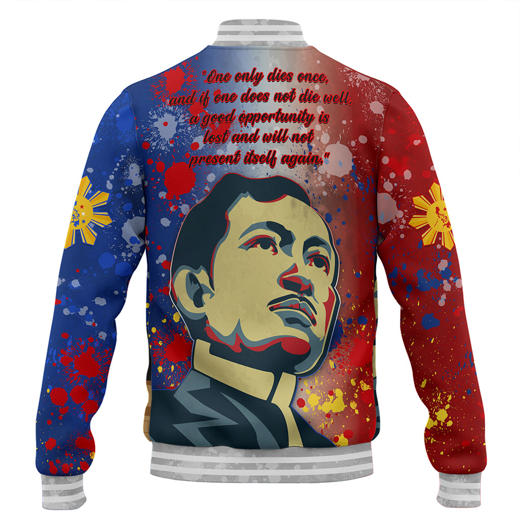 Philippines Filipinos Baseball Jacket Rizal Monument On Rizal Day Background Texture Brush Style