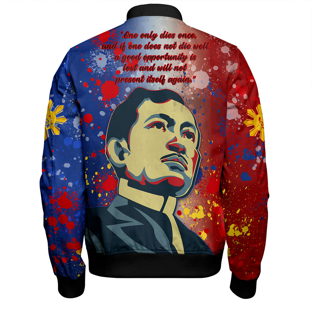 Philippines Filipinos Bomber Jacket Rizal Monument On Rizal Day Background Texture Brush Style