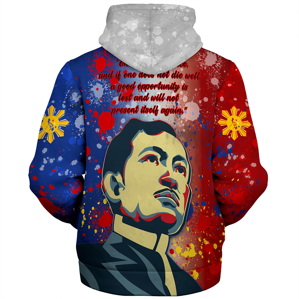 Philippines Filipinos Sherpa Hoodie Rizal Monument On Rizal Day Background Texture Brush Style