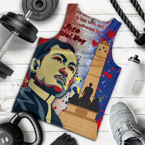 Philippines Filipinos Tank Top Rizal Monument On Rizal Day Background Texture Brush Style