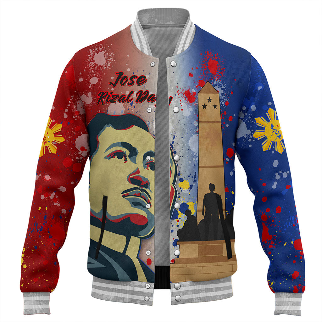 Philippines Filipinos Baseball Jacket Rizal Monument On Rizal Day Background Texture Brush Style
