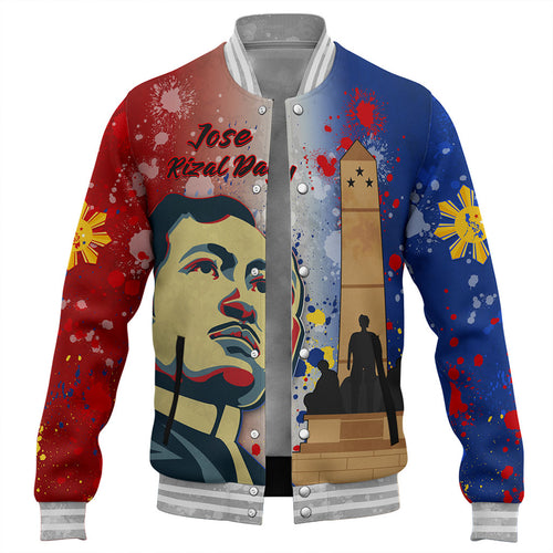 Philippines Filipinos Baseball Jacket Rizal Monument On Rizal Day Background Texture Brush Style