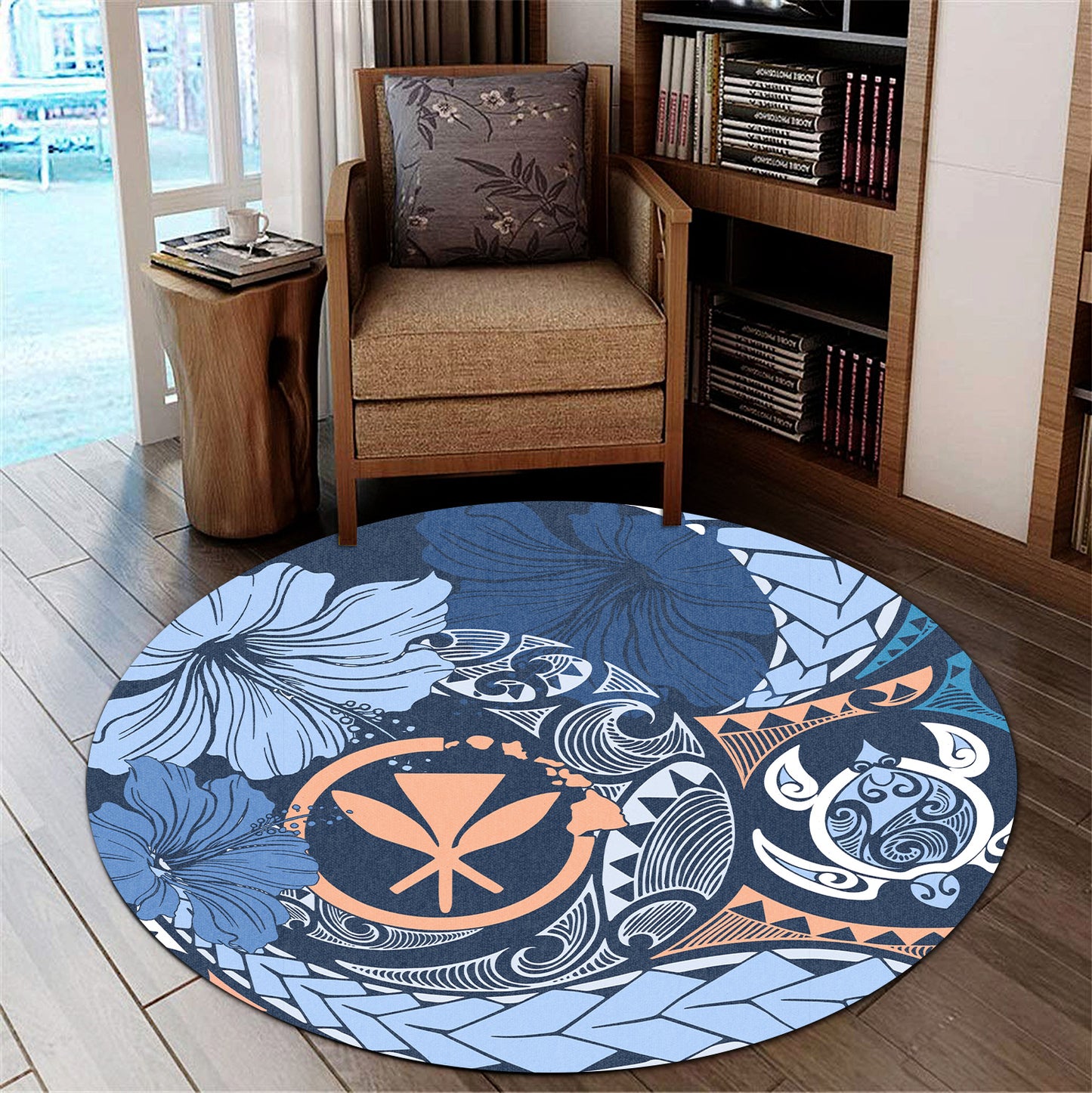 Hawaii Round Rug Kanaka Maoli Tribal Pattern
