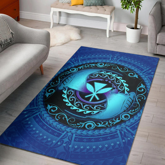 Hawaii Area Rug Manta Ray Couple Polynesian Ocean Style