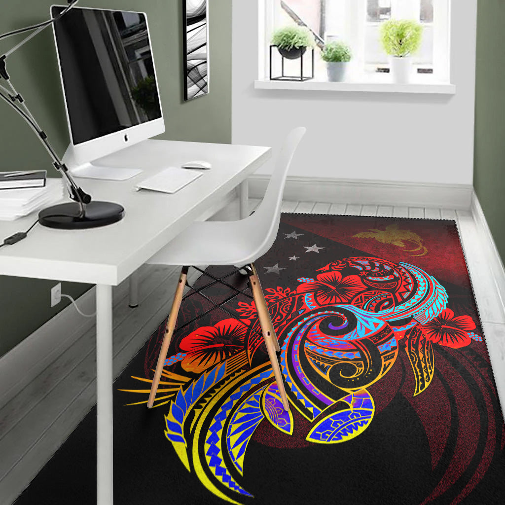Papua New Guinea Area Rug Birds Of Paradise With Flag Color Style