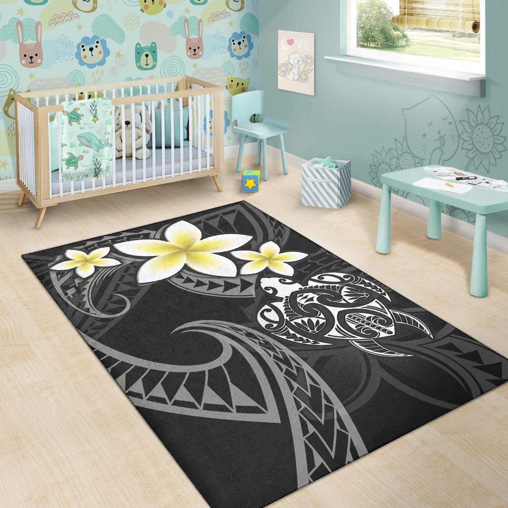 Hawaii Area Rug Hawaiian Turtle Honu Plumeria Tribal Tattoo