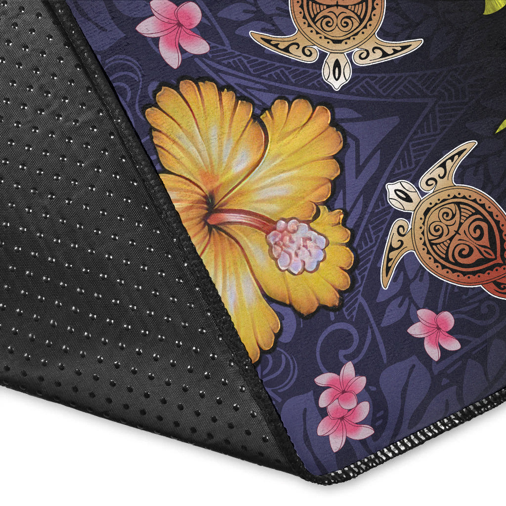 Hawaii Area Rug Polynesian Patterns Turtle Couple Hibiscus Plumeria Flowers