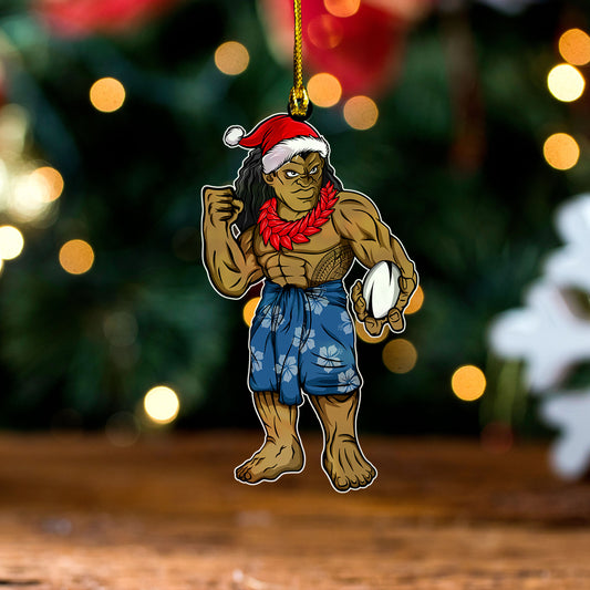 Samoa Acrylic And Wooden Ornament Rugby Flag Tribal Tatau Christmas Hat