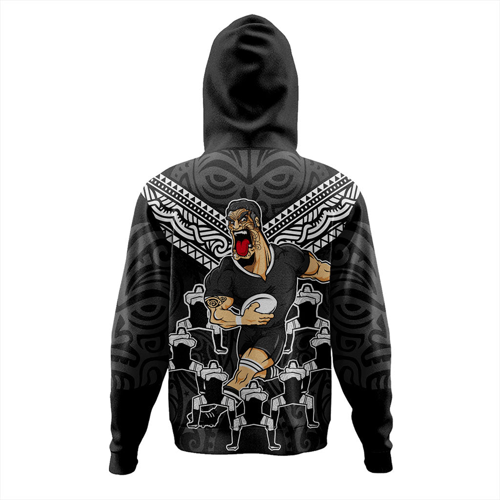 New Zealand Hoodie Rugby Maori Tribal Mascot Dringking Style