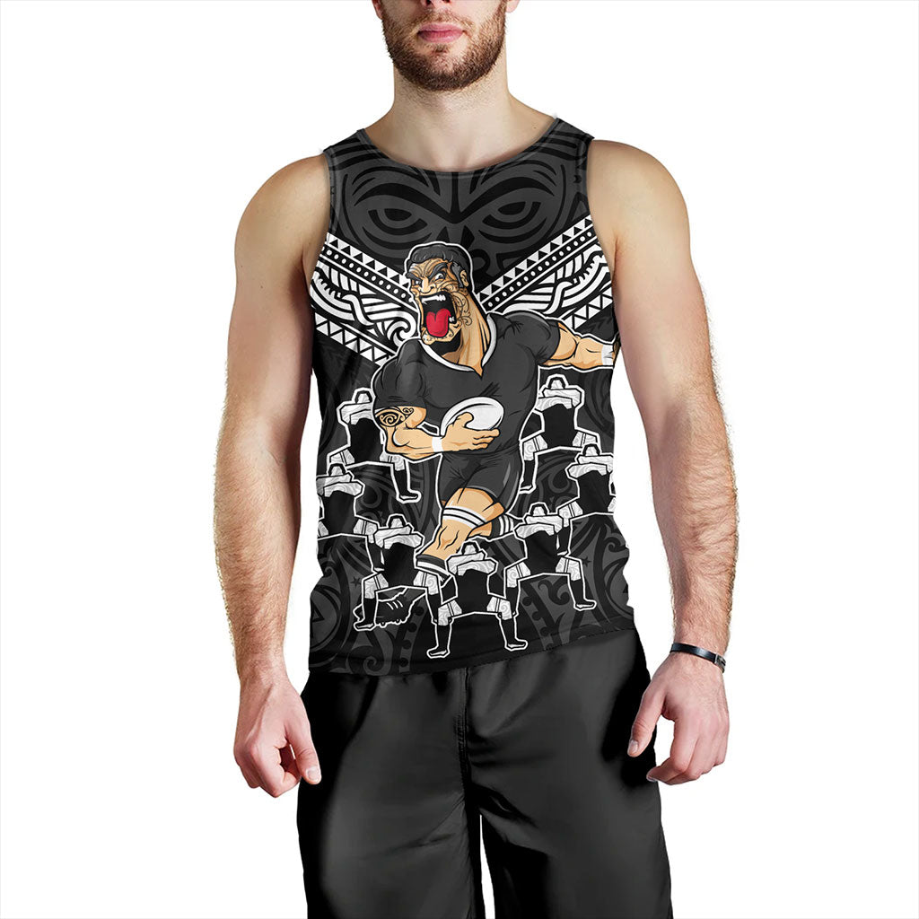 New Zealand Tank Top Rugby Maori Tribal Mascot Dringking Style