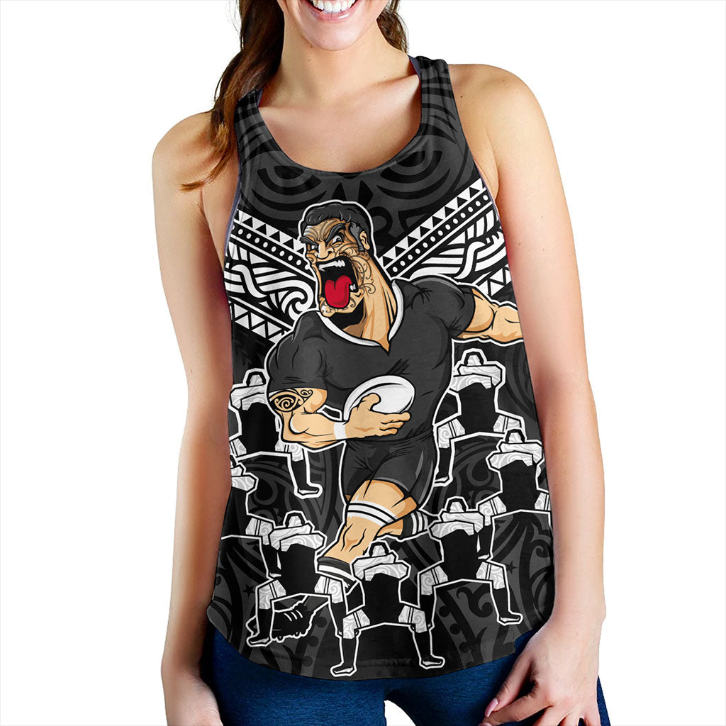 New Zealand Women Tank Rugby Maori Tribal Mascot Dringking Style