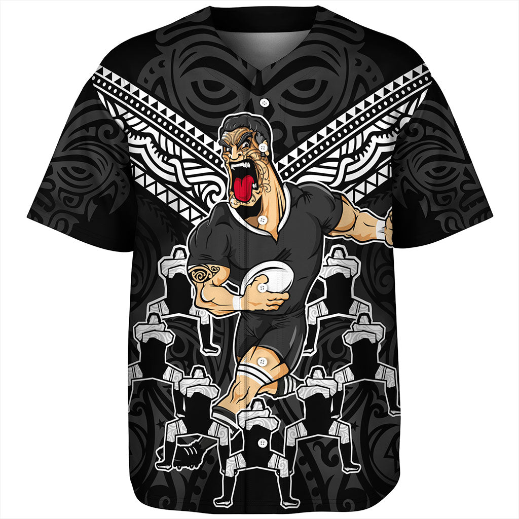 New Zealand Baseball Shirt Rugby Maori Tribal Mascot Dringking Style