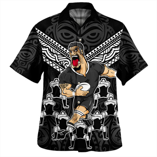 New Zealand Hawaiian Shirt Rugby Maori Tribal Mascot Dringking Style