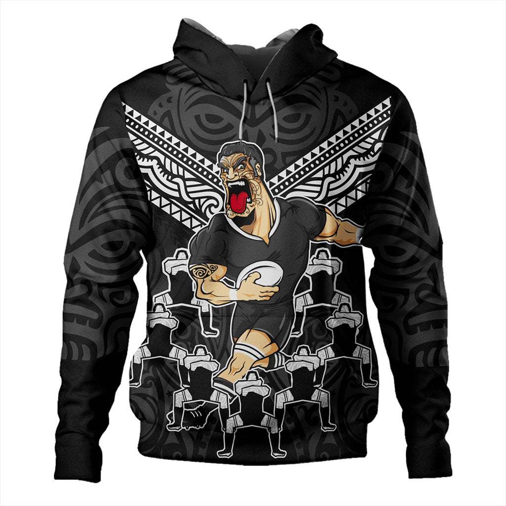New Zealand Hoodie Rugby Maori Tribal Mascot Dringking Style