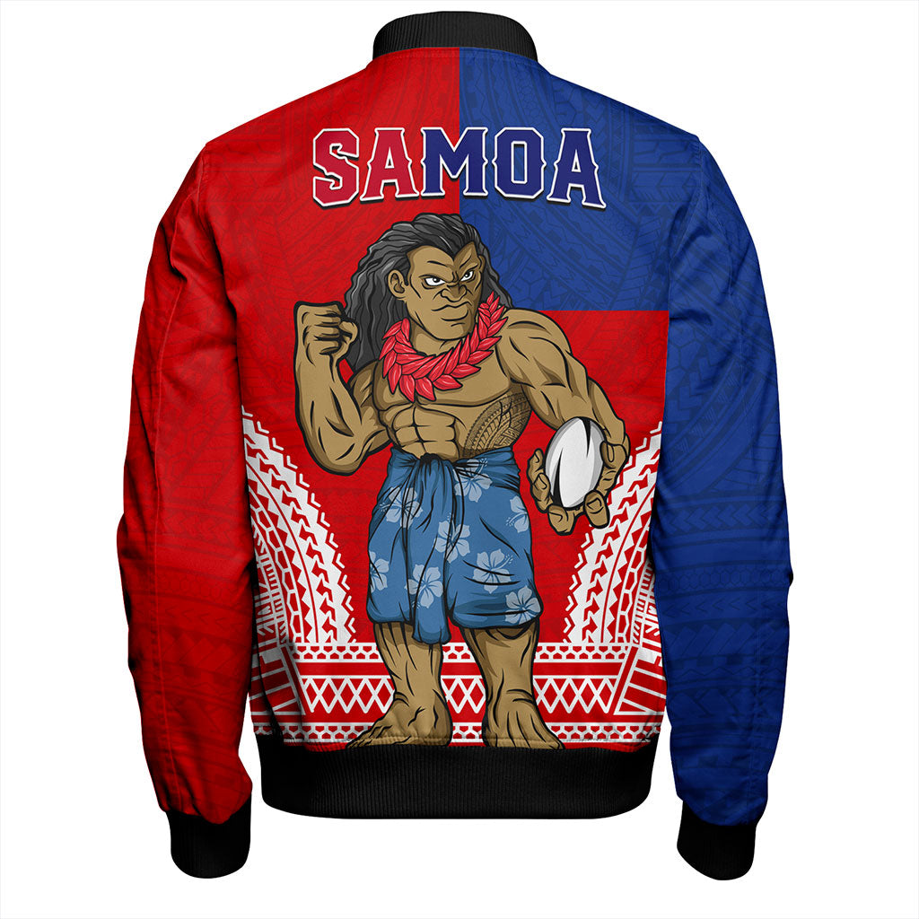 Samoa Bomber Jacket Rugby Flag Tribal Tatau Pattern