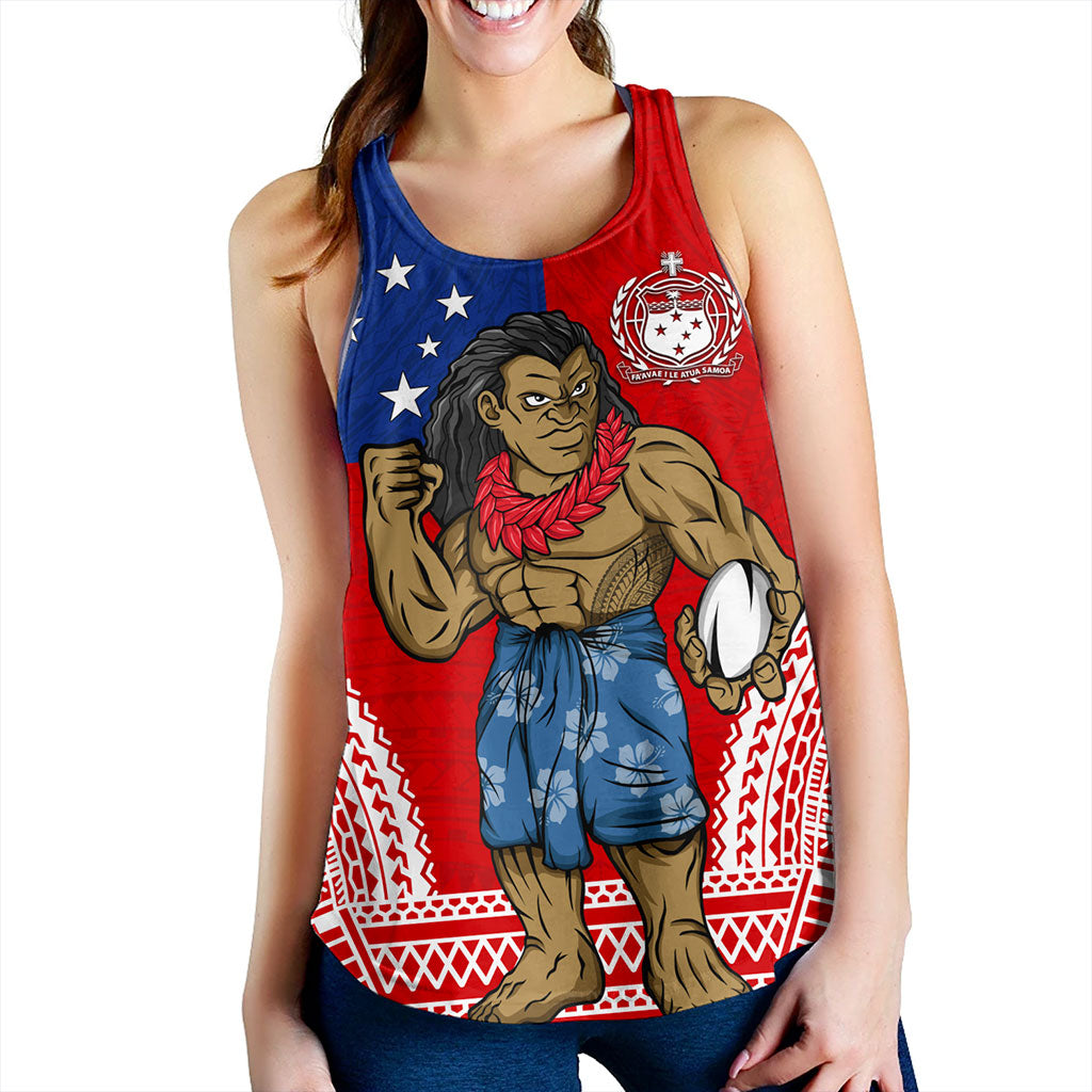 Samoa Women Tank Rugby Flag Tribal Tatau Pattern