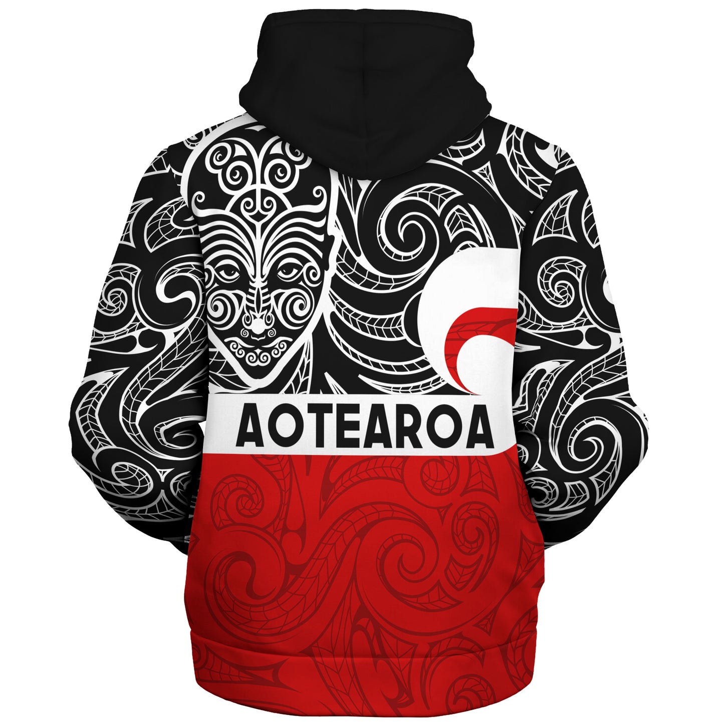 New Zealand Sherpa Hoodie Aotearoa Maori Haka Face