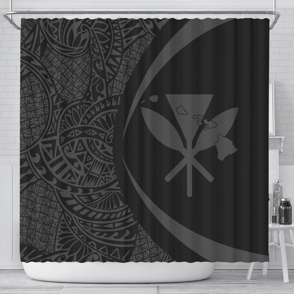 Hawaii Shower Curtain Kanaka Maoli Hawaiian Map Lauhala Gray Circle