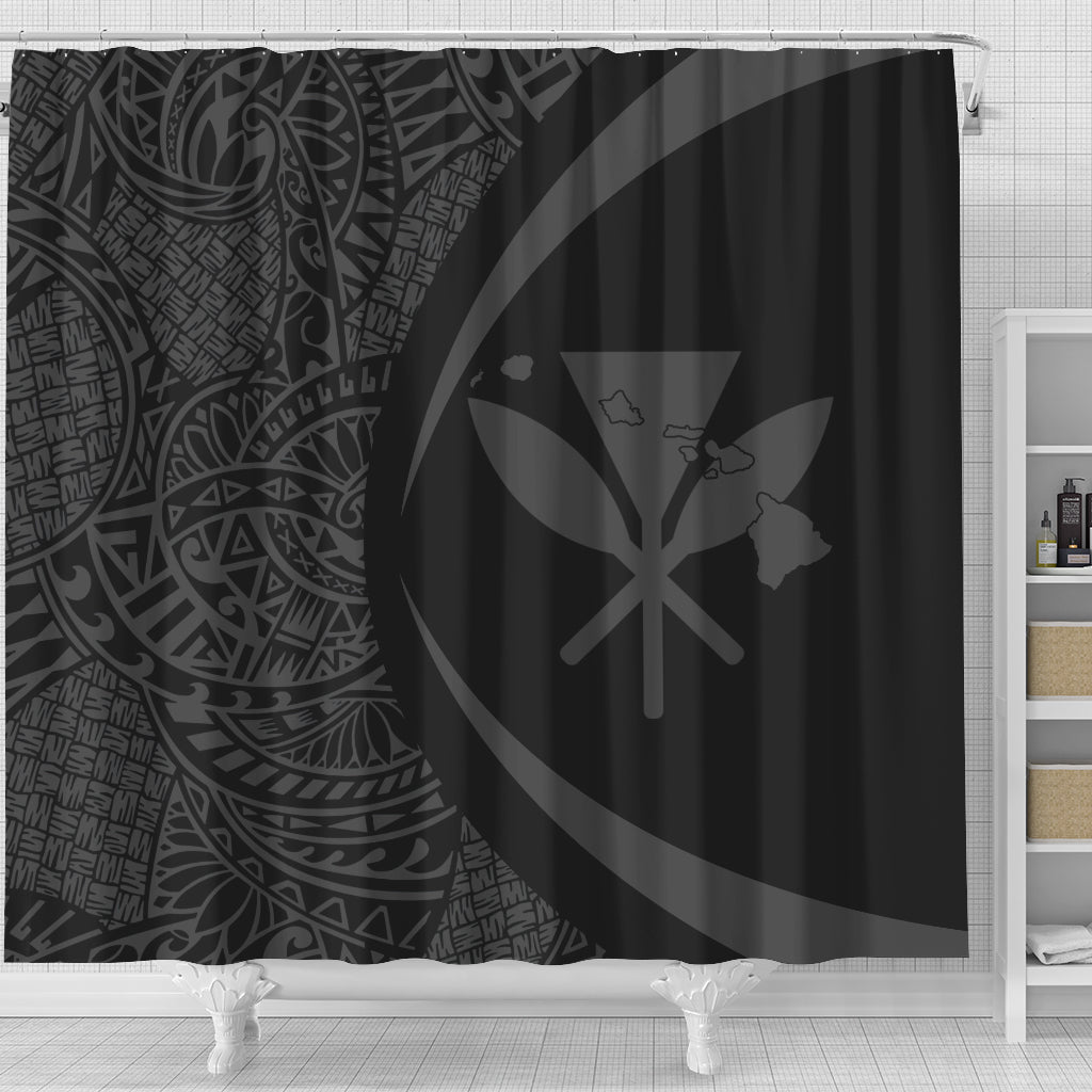 Hawaii Shower Curtain Kanaka Maoli Hawaiian Map Lauhala Gray Circle