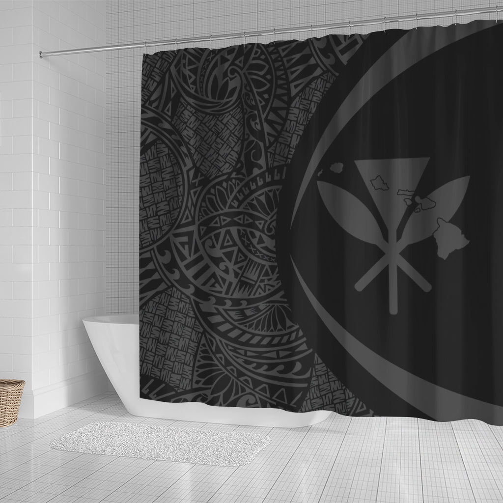 Hawaii Shower Curtain Kanaka Maoli Hawaiian Map Lauhala Gray Circle