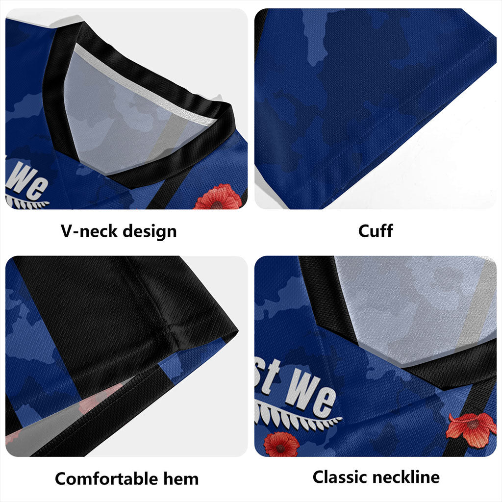 New Zealand Rugby Jersey Anzac Day Lest We Forget Military Camouflage Simple Style