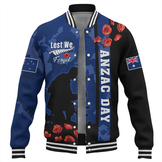 New Zealand Baseball Jacket Anzac Day Lest We Forget Military Camouflage Simple Style