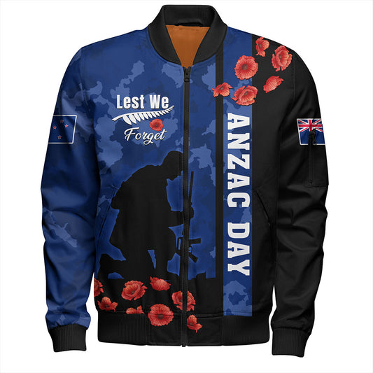 New Zealand Bomber Jacket Anzac Day Lest We Forget Military Camouflage Simple Style