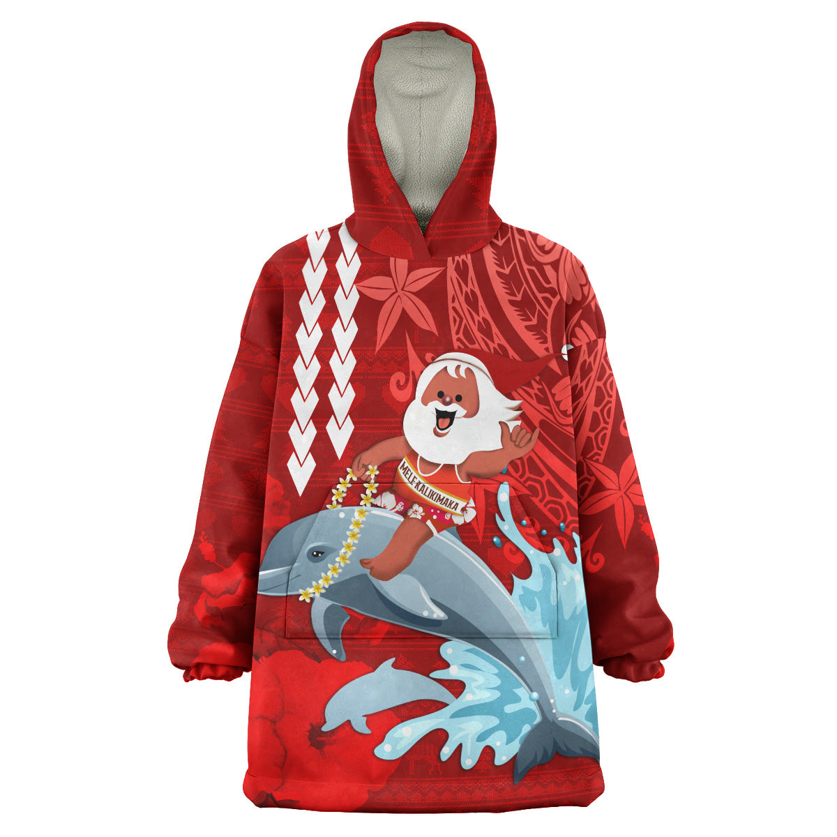 Hawaii Polynesian Christmas Snug Hoodie - Polynesian Santa Christmas Ugly Hawaii Oodie Blanket