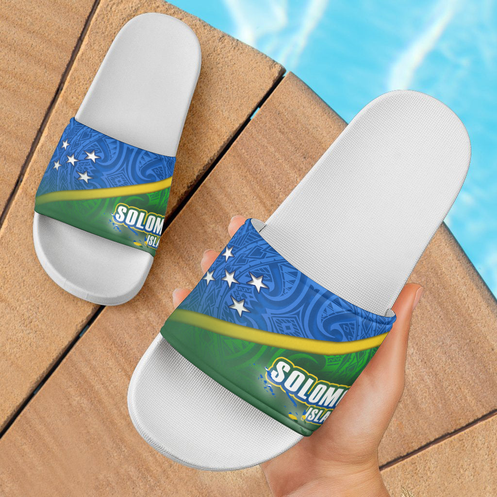 Solomon Islands Flag Color With Traditional Patterns Slide Sandals