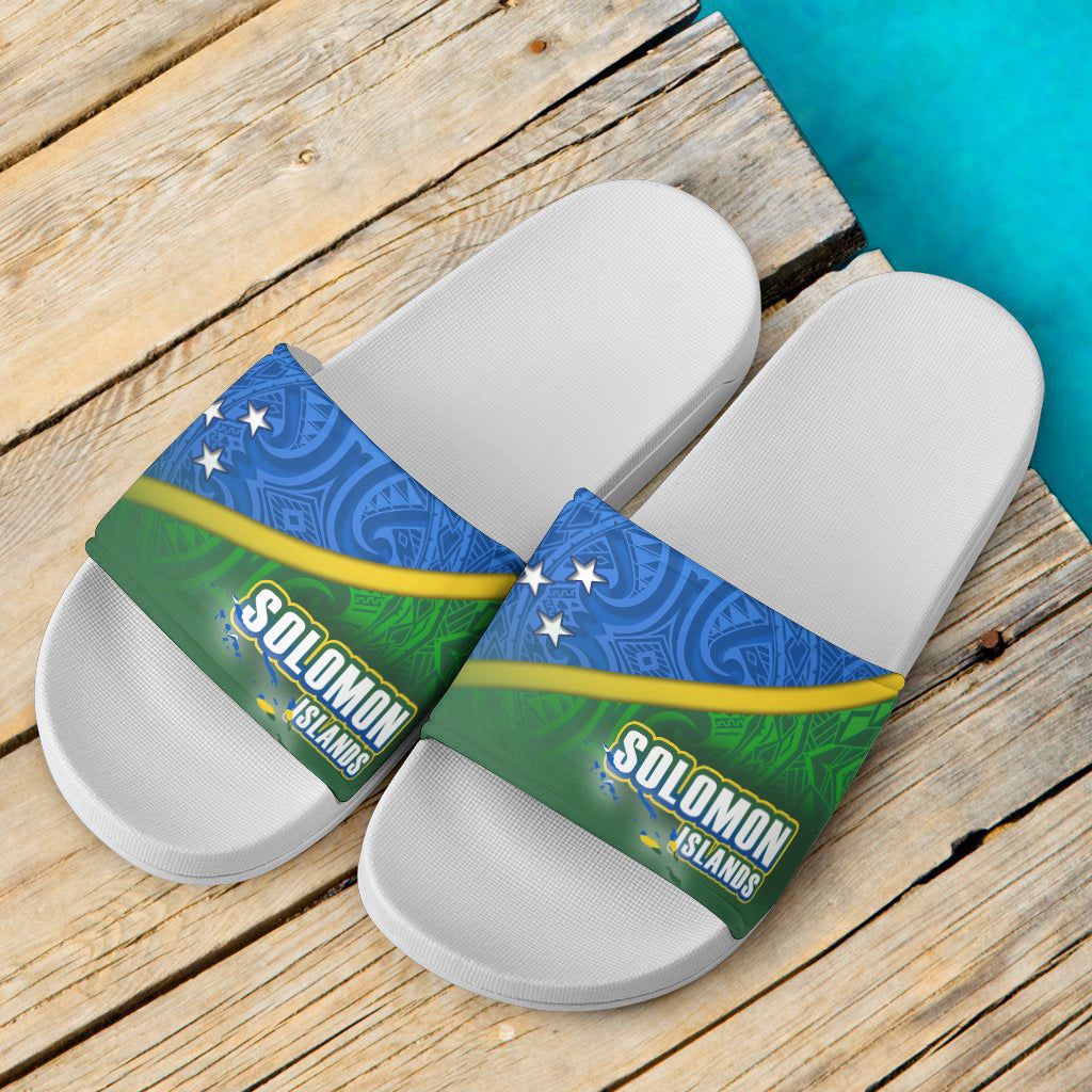 Solomon Islands Flag Color With Traditional Patterns Slide Sandals