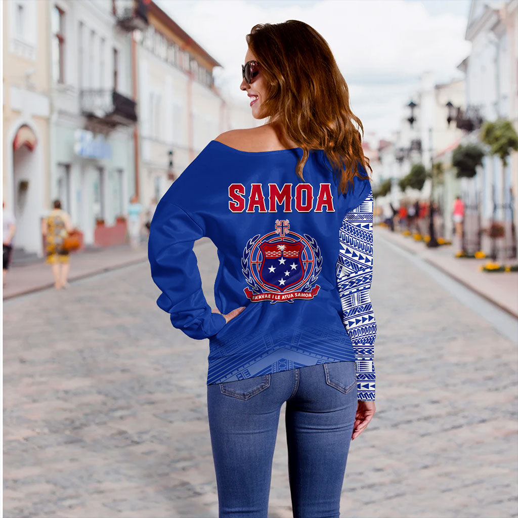 Samoa Off Shoulder Sweatshirt Coat Of Arms Tattoo Roman Reigns