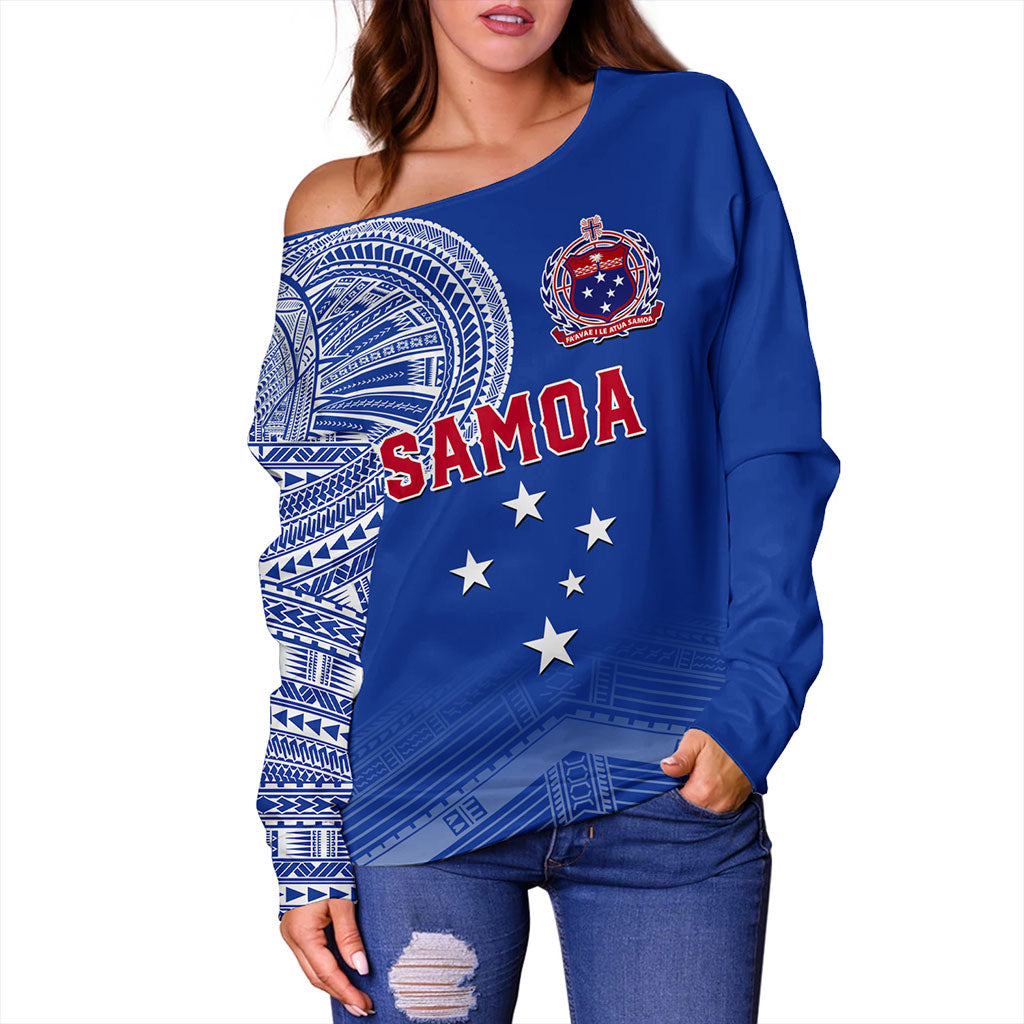 Samoa Off Shoulder Sweatshirt Coat Of Arms Tattoo Roman Reigns