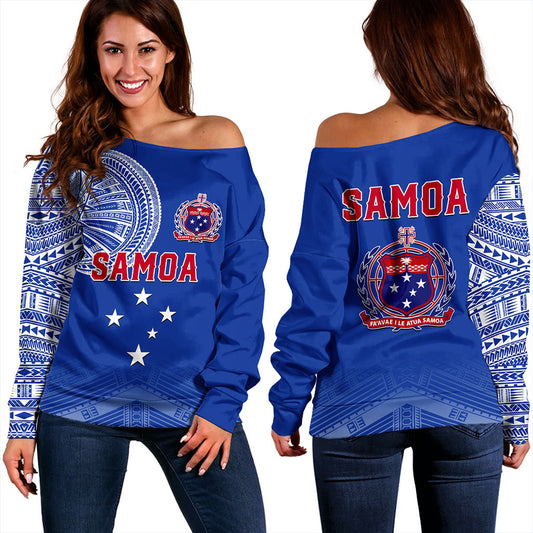 Samoa Off Shoulder Sweatshirt Coat Of Arms Tattoo Roman Reigns
