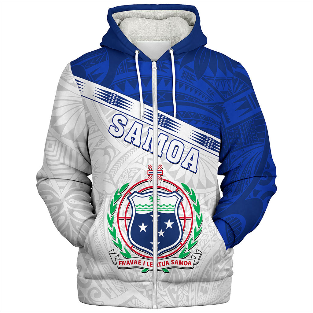 Samoa Sherpa Hoodie Coat Of Arms Tribal