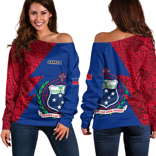 Samoa Custom Personalised Off Shoulder Sweatshirt Flash Style