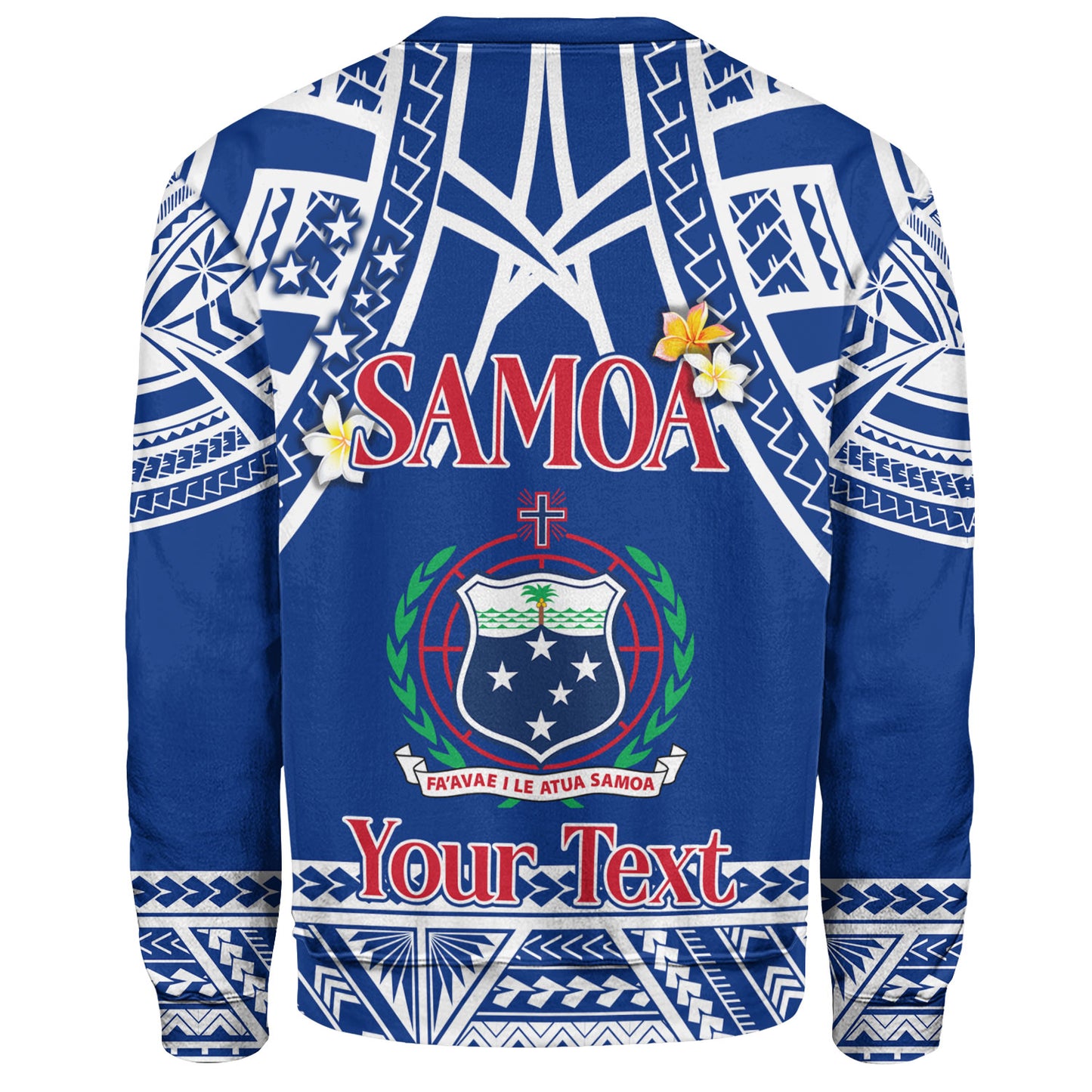 Samoa Custom Personalised Sweatshirt Polynesian Plumeria Flowers Mix Tribal Patterns