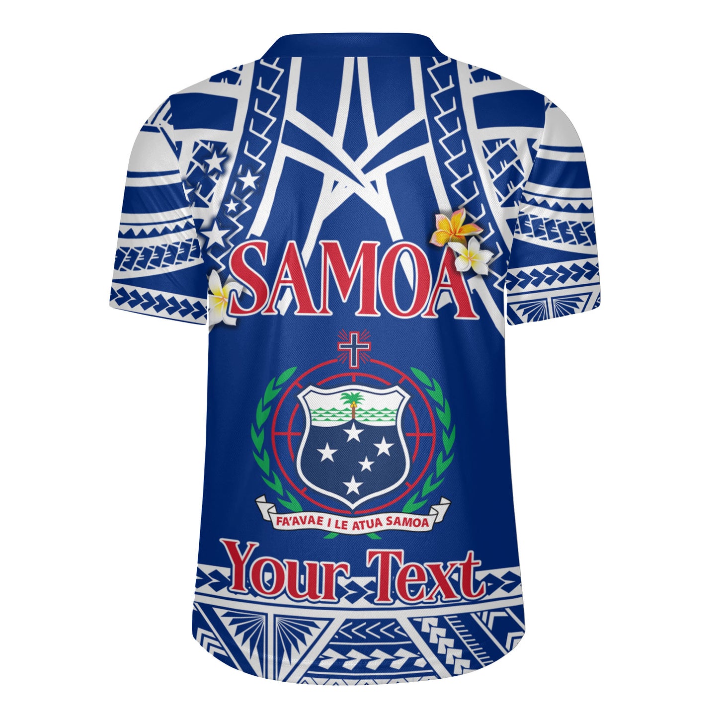 Samoa Custom Personalised Rugby Jersey Polynesian Plumeria Flowers Mix Tribal Patterns