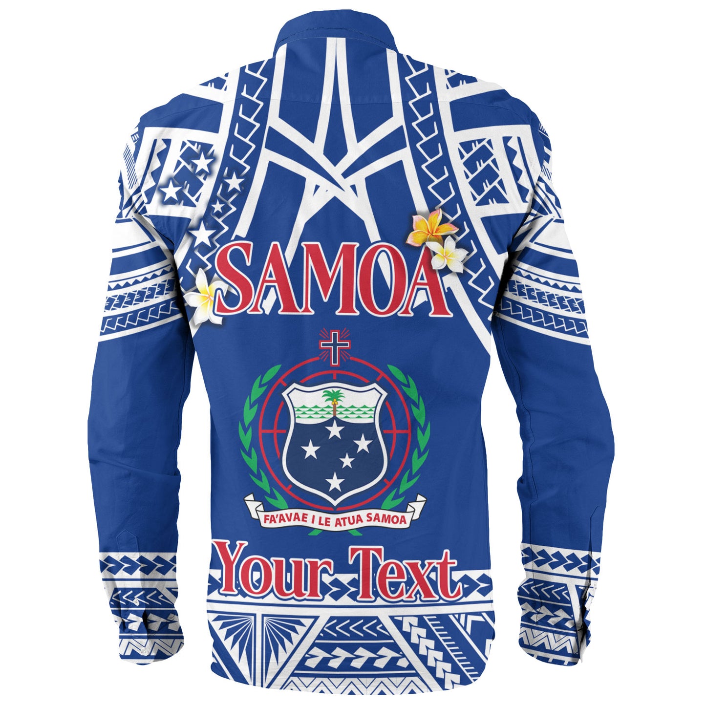 Samoa Custom Personalised Long Sleeve Shirt Polynesian Plumeria Flowers Mix Tribal Patterns