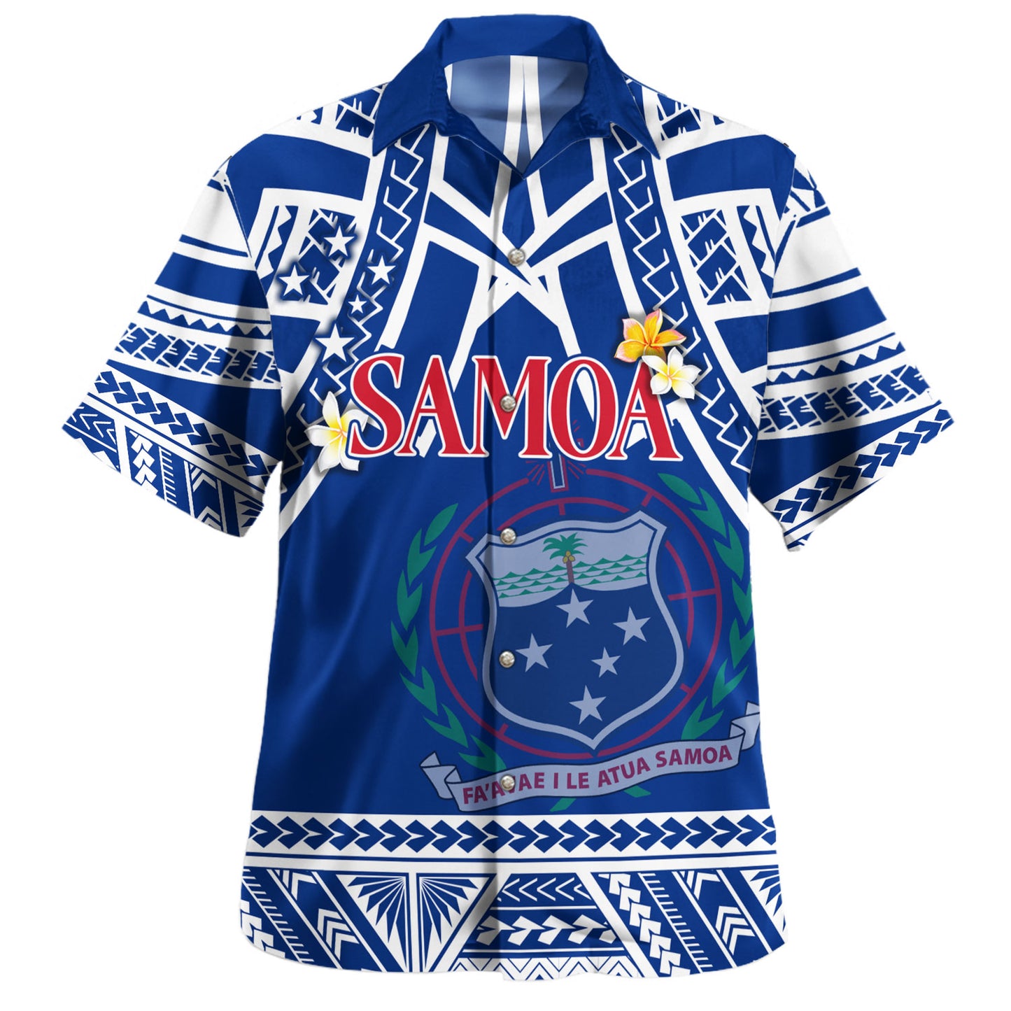 Samoa Custom Personalised Hawaiian Shirt Polynesian Plumeria Flowers Mix Tribal Patterns