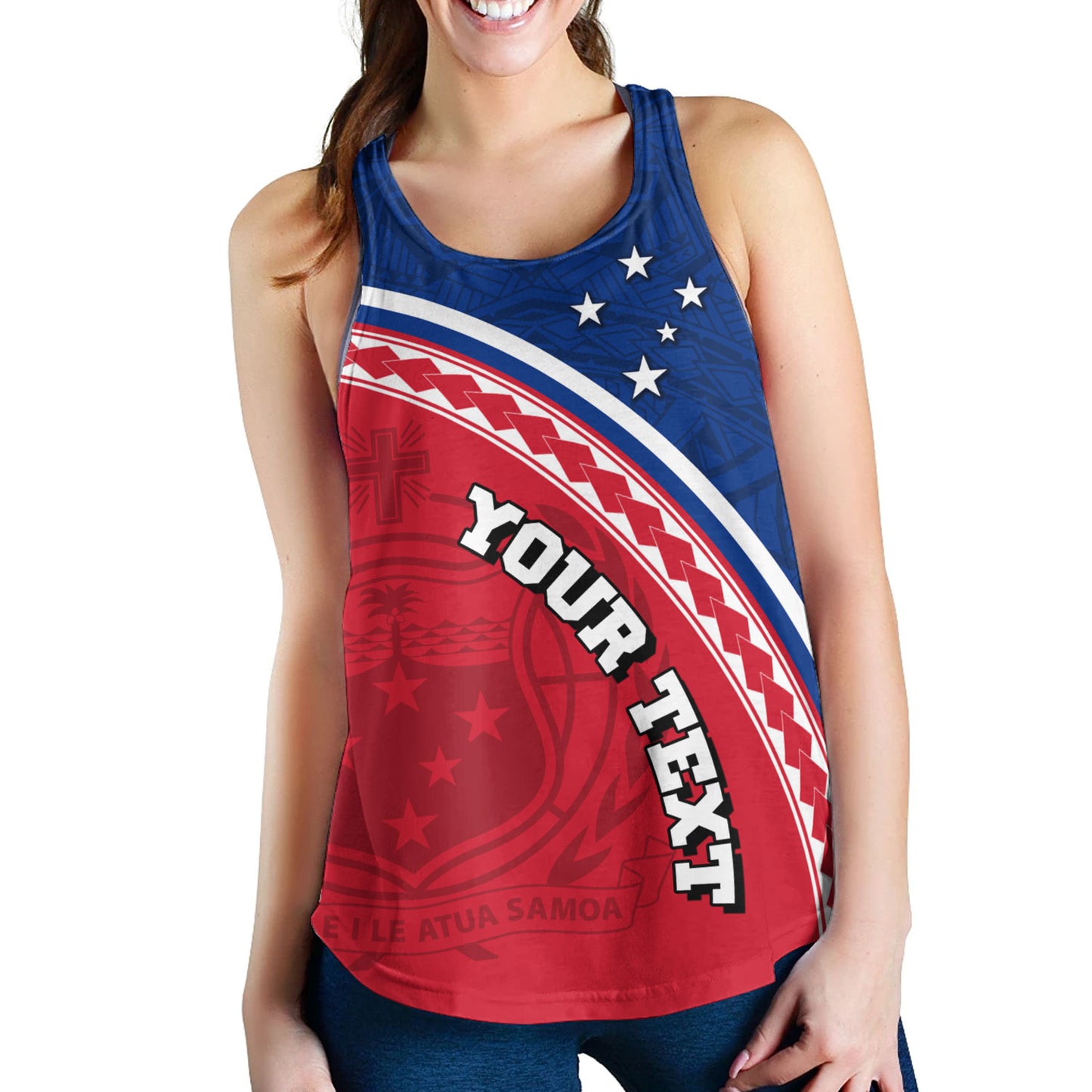Samoa Custom Personalised Women Tank Polynesian Tribal Patterns Curve Style