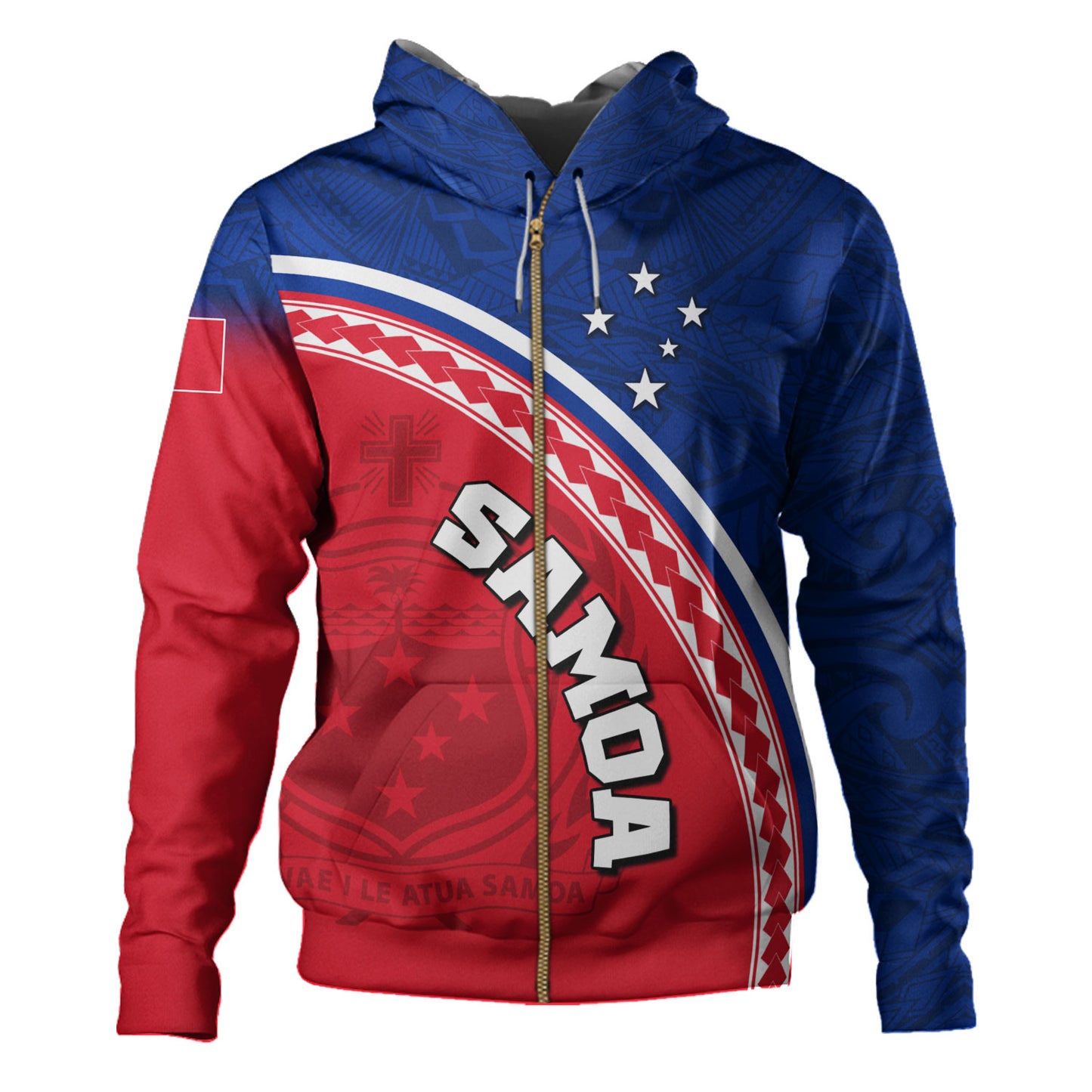 Samoa Custom Personalised Hoodie Polynesian Tribal Patterns Curve Style