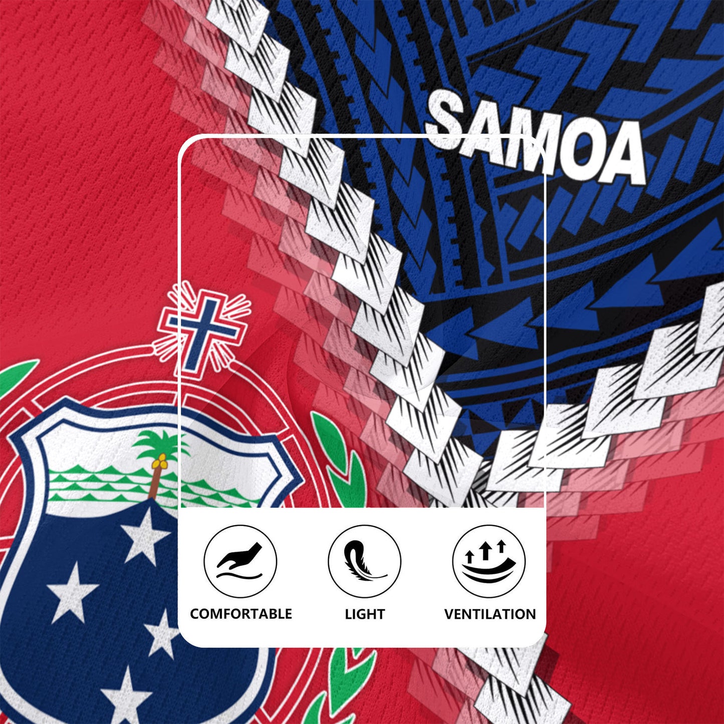 Samoa Rugby Jersey Samoa Coat Of Arms With Polynesian Tattoo Flag Style